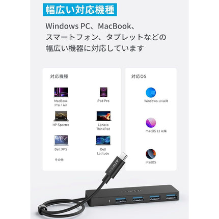 Anker USB-C データ ハブ (4-in-1, 5Gbps) [A8309N11]