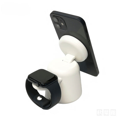 ワイヤレス充電器 マグネット式 スマホ＆ウォッチ ホワイト [L-SWYMGWS-WH]