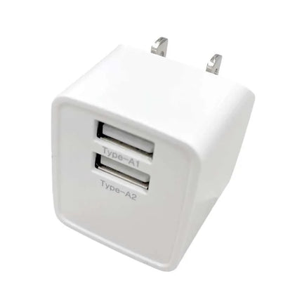 2台同時に充電できるUSB充電器 USB-A x2 ポート [HD-AC2U12WH]
