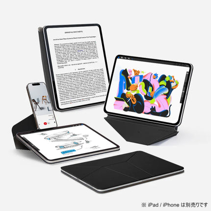 MOFT ダイナミックフォリオ 11インチiPad Air (M2/M3/M4/第4/5世代)&11インチiPad Pro (第2/3/4世代)用 ジェットブラック [MS028-1-11P23-JTBK]