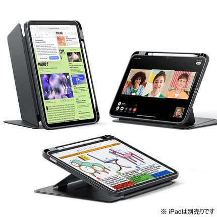 ESR Flip ペンホルダー付きハイブリッドケース for iPad（A16/第10世代）ブラック [ES27663]