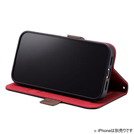 iPhone 15 Pro ソフトレザーケース 手帳型 磁石付 耐衝撃 ステッチ付 [PM-A23CPLFYBK]
