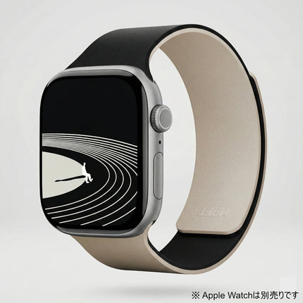 MOFT Apple Watch用マグネット式シリコンバンド 46mm ジェットブラック x サンドベージュ [MD025-1-46-JTBKBHWT]