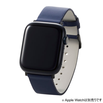 Apple Watch 49/46/45/44/42mm⽤ソフトレザーバンド ネイビー [AW-45BDLNV]