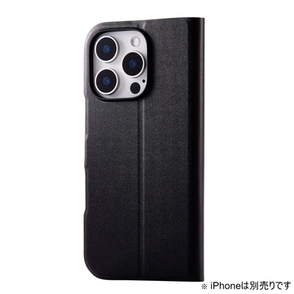 iPhone 16 Pro ソフトレザーケース 薄型磁⽯付 ブラック [PM-A24CPLFUBK]