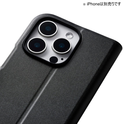 iPhone 16 Pro ソフトレザーケース 薄型磁⽯付 ブラック [PM-A24CPLFUBK]