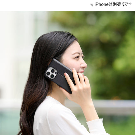 iPhone 16 Pro ソフトレザーケース 薄型磁⽯付 ブラック [PM-A24CPLFUBK]