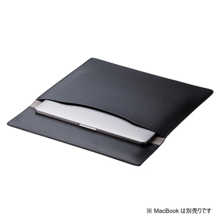 MacBookPro/Air 13/14インチ用リストレスト×レザースリーブ ブラック [BM-IBSVW03BK]