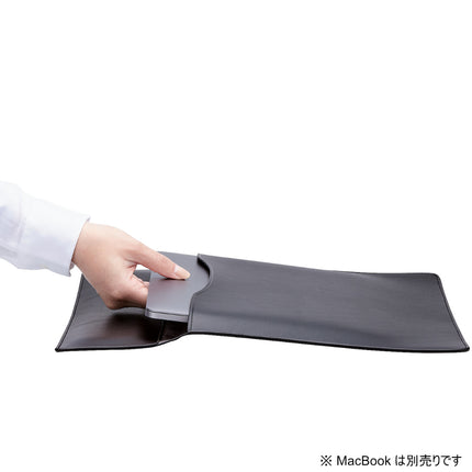 MacBookPro/Air 13/14インチ用リストレスト×レザースリーブ ブラック [BM-IBSVW03BK]