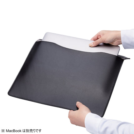 MacBookPro/Air 13/14インチ用リストレスト×レザースリーブ ブラック [BM-IBSVW03BK]