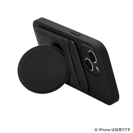 カードポケット付き スマートフォン用マグネットスタンド 薄型 [PWDSMSTCCBK]