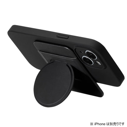 カードポケット付き スマートフォン用マグネットスタンド 薄型 [PWDSMSTCCBK]