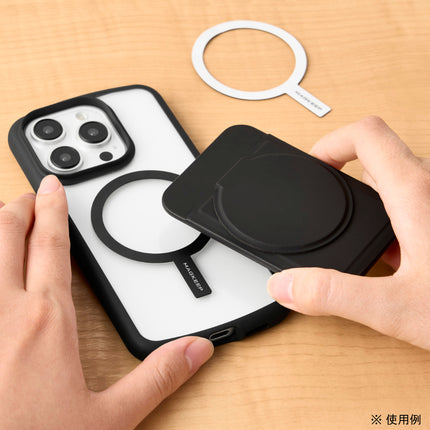 カードポケット付き スマートフォン用マグネットスタンド 薄型 [PWDSMSTCCBK]