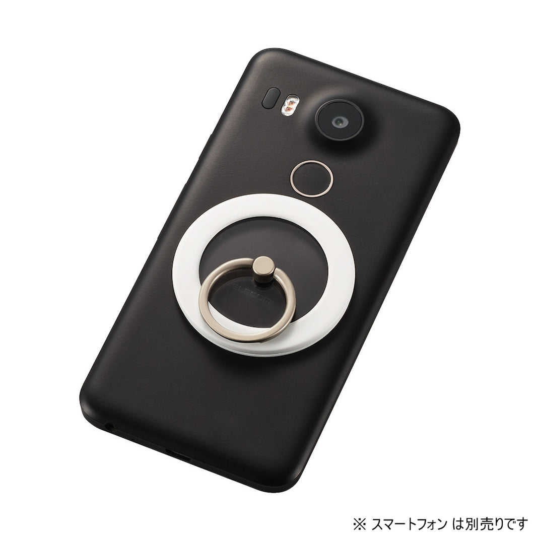 ELECOM マグネットスマホリング クリア メタルプレート付属 P-STRMKPCRWH