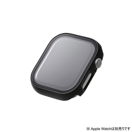 Apple Watch 46mm用フルカバーケース/プレミアムガラス/ゴリラ/高透明/ブラック [AW-24AFCGOBK]