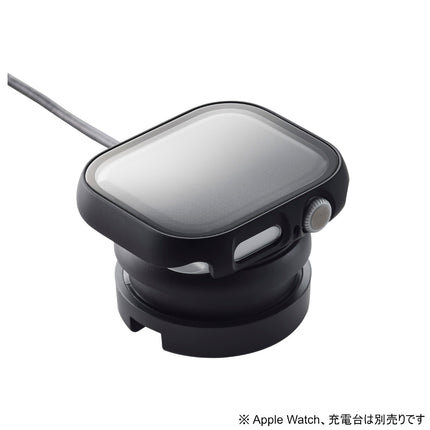 Apple Watch 46mm用フルカバーケース/プレミアムガラス/ゴリラ/高透明/ブラック [AW-24AFCGOBK]