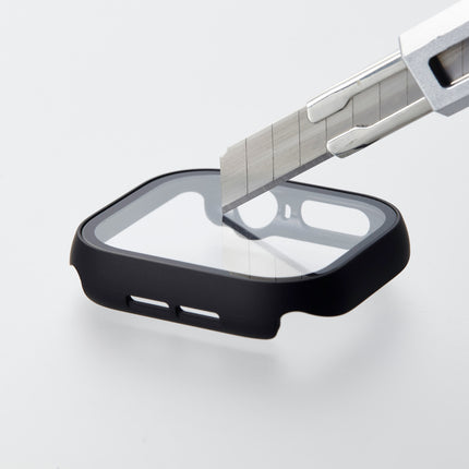 Apple Watch 46mm用フルカバーケース/プレミアムガラス/ゴリラ/高透明/ブラック [AW-24AFCGOBK]