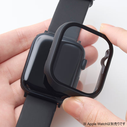 Apple Watch 46mm用フルカバーケース/プレミアムガラス/ゴリラ/高透明/ブラック [AW-24AFCGOBK]