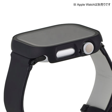 Apple Watch 46mm用フルカバーケース/プレミアムガラス/ゴリラ/高透明/ブラック [AW-24AFCGOBK]