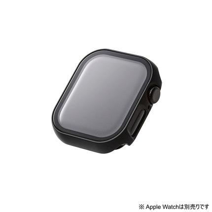 Apple Watch 42mm用フルカバーケース/プレミアムガラス/ゴリラ/高透明/ブラック [AW-24BFCGOBK]