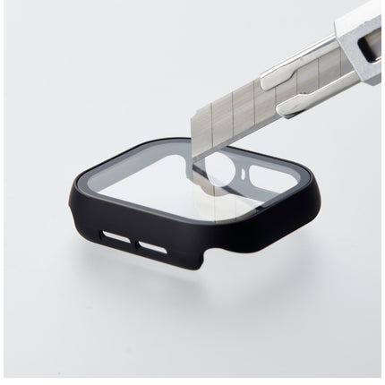 Apple Watch 42mm用フルカバーケース/プレミアムガラス/ゴリラ/高透明/ブラック [AW-24BFCGOBK]