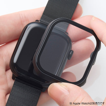 Apple Watch 42mm用フルカバーケース/プレミアムガラス/ゴリラ/高透明/ブラック [AW-24BFCGOBK]