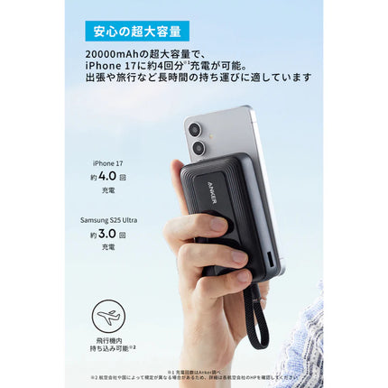 Anker  Zolo Power Bank ブラック (20000mAh, 45W, Built-In USB-Cケーブル) [A1689013]