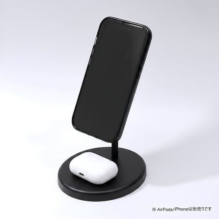 2-in-1 ワイヤレス充電スタンド ブラック [L-SYWLS-BK]
