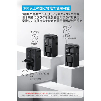 Anker Nano トラベルアダプタ (5-in-1, 20W)ブラック [A9215N11]