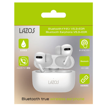 LAZOS Bluetoothイヤホン V5.3+EDR ホワイト [L-TWS-2]