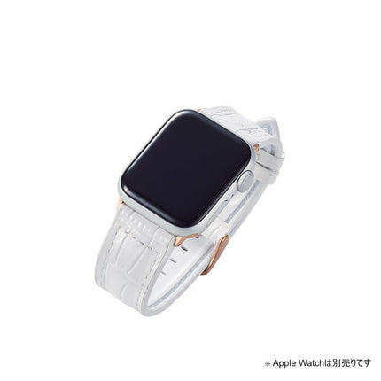 【処分特価セール】Apple Watch 45/44/42mm用ハイブリッドレザーバンド クロコホワイト [AW-45BDLHVCRW]
