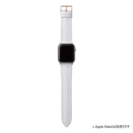 【処分特価セール】Apple Watch 45/44/42mm用ハイブリッドレザーバンド クロコホワイト [AW-45BDLHVCRW]